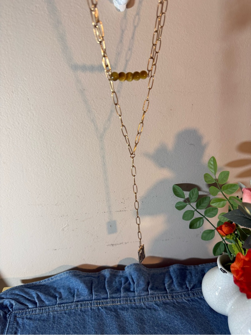 Katia Designs: I Own My Peace Lariat Necklace w Authentic Tigers Eye Stones - Picture 5 of 14